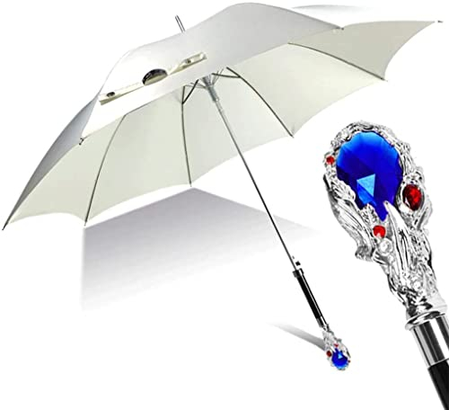 DEEDAV Golfschirme Regenschirm for Den Außenbereich Silber Saphir Form Langer Griff UV-Schutz Sonnenschirm Automatischer Unisex-Regenschirm Familien Regenschirm (Color : G)