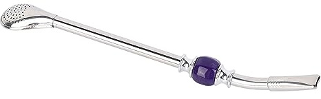 Cucharilla con pajita integrada y filtro para té, 22 cm, diseño ergonómico seguro en ABS, ideal regalar, perla morada de acero inoxidable
