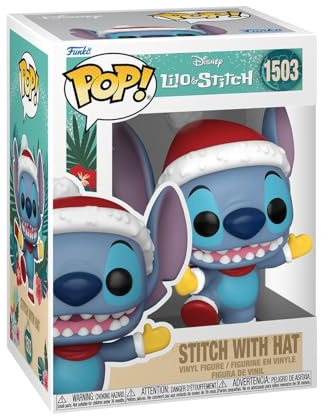 Funko POP! Disney: Lilo & Stitch - Stitch Holiday with Hat | Offizielles Cartoon/Animation Merch - Vinyl Sammelfigur als Regal Deko - Geschenkidee zum Geburtstag für Fans und Sammler