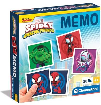Clementoni Educational Game Memo Marvel Spidey and his Amazing Friends 80 Tiles - Game For Children 4 Years, Flash Card Games, Learning Logical Thinking, 2 Players, Gift For Boy, Made In Italy, 18304