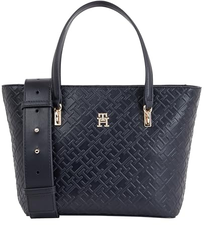 Tommy Hilfiger Damen Handtasche Tasche Henkeltasche TH Refined Mini Tote Blau