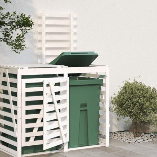 Swpsd Wheelie Bin Storage Extension White Solid Wood Pine Home & Garden white pine Bin Shed