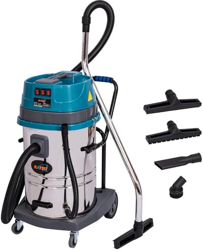 KATSU Tools Industrial Wet and Dry Vacuum Cleaner 80 Litre 3600W Powerful Triple Motors Workshop Dust Extractor with Accessories for Indoor and Outdoor Use