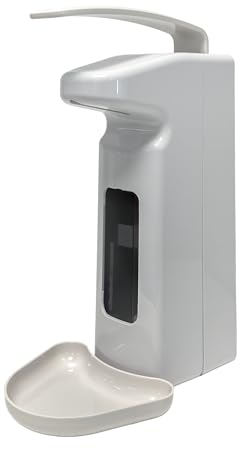 Medicalcorner24 Hochwertiger Dosierspender Eurospender Desinfektionsmittelspender Seifenspender mit Armhebel, nachfüllbar für 500-1000 ml, in Weiß Stabil und langlebig
