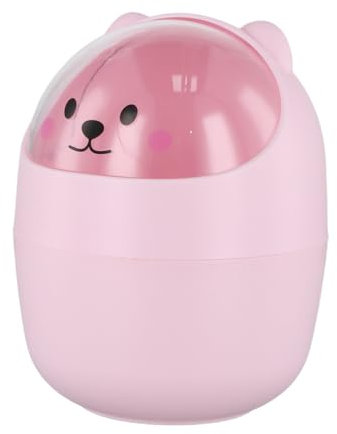 Granvoo Schreibtisch Mülleimer Mini Cute, Süße Kleiner Schreibtisch-Mülleimer mit Deckel für Stifthalter Kosmetik, Tragbarer Abnehmbarer Tischabfalleimer, Flip-Typ Kunststoff Abfallbehälter für Büro