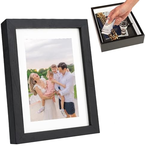 Nchdewui Fotorahmen Aus Holz Mit Verstecktem Platz, Tresor In Bilderrahmenform, Geldverstecke Für Zuhause, Geheimversteck-Safe Zum Verstecken Von Schlüssel, Geld, Bargeld (C)