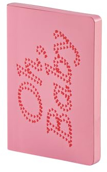 Nuuna Notizbuch A6 Graphic S - Oh, Baby, Leder rosé | Dotted Journal | 2.5 mm Mini-Punktraster Grau | 176 nummerierte Seiten | 120 g Premium-Papier | made in Germany