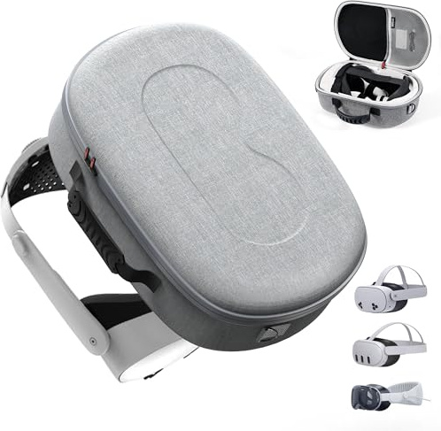 DEVASO Hard Carrying Case for Meta Quest 3S/Quest 3/Vision Pro, Portable Protective Carry Case for Quest 3/3S VR Headset with Elite Strap, Touch Controllers, Travel Storage Case for Apple Vision Pro