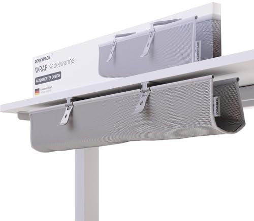 DESKSPACE® Bandeja para Cables Gestión de Cables para Escritorio – Canal de Cables Abatible en Ambos Lados – Organizador de Cables para Escritorio – 94 cm (Gris)