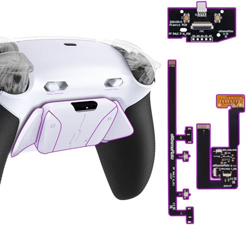 eXtremeRate RISE4 Plus Max Palettes pour ps5 Manette BDM-030 040 050 Remap Kit Programmable,Coque Arrière pour ps5 avec Boutons Contrôle Gâchette & Clicky Trigger Stop-Blanc Noir