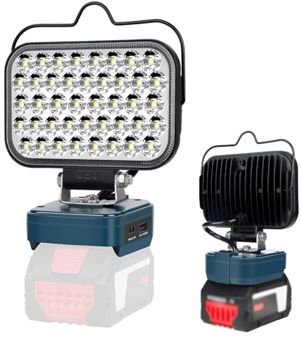 GZYZ Lámpara para batería Bosch GBA 18V, 126W 5800LM Luz de trabajo inalámbrica, Focos LED portátiles Reflectores Lámpara de obra con USB y TIPO C para camping, garajes, reparación de automóviles