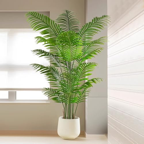 GSATREY Künstliche Pflanzen Groß Areca Palme, Kunstpflanze Groß Im Topf, Kunstpalme Fake Pflanzen Plastik Pflanze Dekor, Perfekte Pflanzen Im Topf, Für Drinnen Und Draußen Haus Büro(140cm/55.1in)