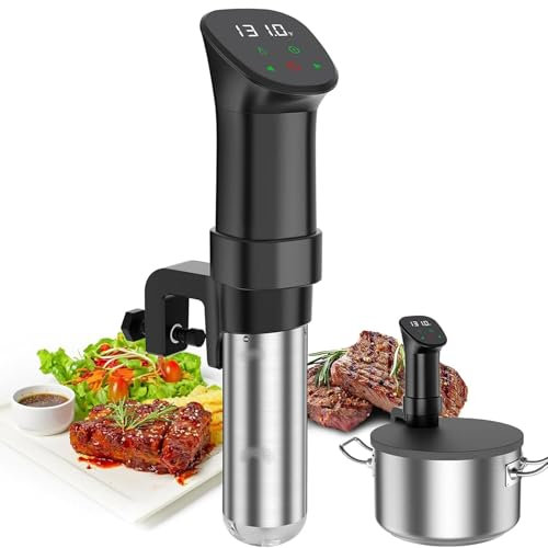PODEC Sous Vide Machine, 1000W LED Stainless Steel Precision Cooker Immersion Circulator With LED Touch Display, Accurate Temperature 25-90℃ Digital Timer, Sous Vide Stick for Party, Christmas