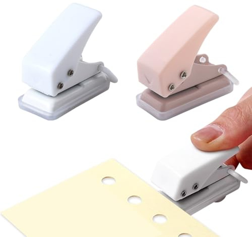 JAWUZ 2 Stück Locher für ordner, Mini locher, Stanzer kreis, Tragbarer Mini Einzellocher für Büro