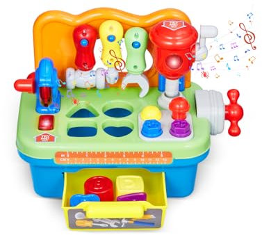 VEVOR Jouet Établi Musical, Sons et Lumières, Établi Apprentissage Musical, Surfaces Lisses, Jeu de Simulation Éducatif Coordination Œil-Main, pour Enfants, Tout-Petits, Garçons, Filles 2 Ans et Plus