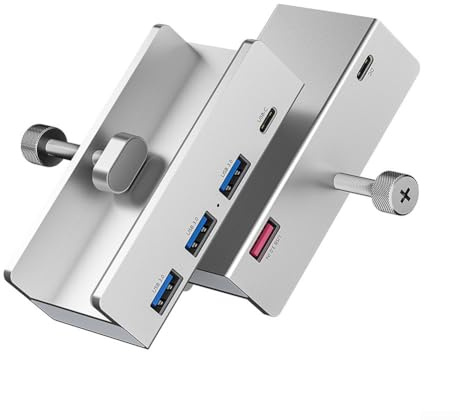 Elchuiaby Aluminum 4-Port USB 3.0 Hub External Dock Station Clip-On Splitter Adapter For PC Desktop Monitor