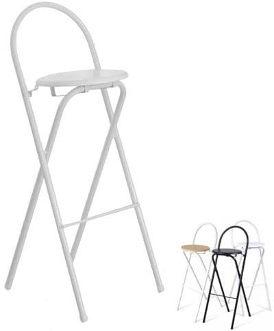 VVDPJLS Klappstarhocker, Klappstange Stuhlstuhl, Frühstück Holz runden Barstool, 65/70/75 cm Küchenrestaurant, Faltbare Barhocker mit Rückenlehne für Zuhause (Farbe: Weiß, Größe: 6 Innovate