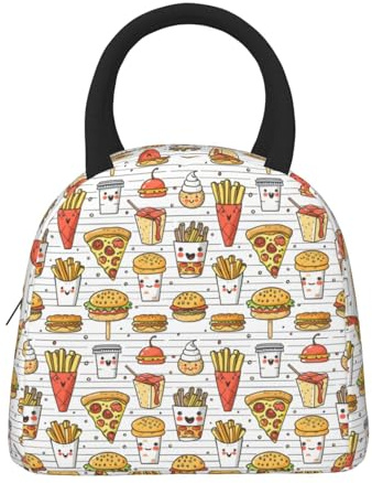 CuteHamburgerFood Linda lonchera con forma de hamburguesa para mujeres y hombres, divertida lonchera reutilizable con aislamiento y papas fritas, bolsa de almuerzo a prueba de fugas para oficina, trab