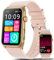 Smartwatch Damen mit EKG/ΒΙυtｚυcker/BMI/HRV/Harnsäure/ΒΙutdruck,1,57 Gesundheitsuhr Fitness mit Telefonfunktion 24H Pulsuhr SpO2 Schlaf/Apnoe-Monitor Menstruationszyklus Uhr (Rosa)