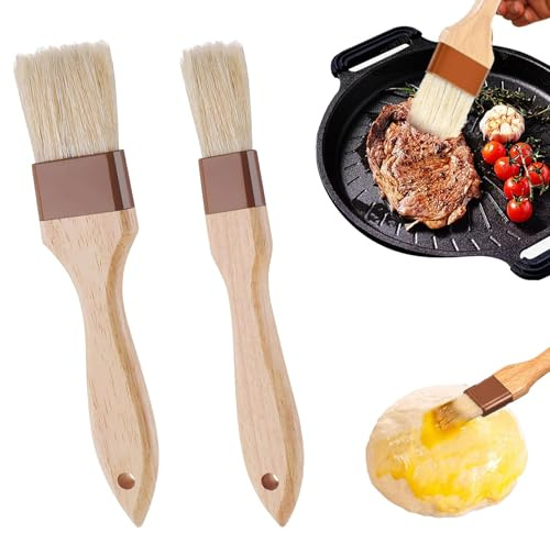 2 Pcs Lebensmittel Pinsel,Pastry Brush,Kochpinsel,Backpinsel Naturborsten, Bratpinsel Zum Kochen & Ölpinsel Zum Kochen, Naturborsten-Kochpinsel Für Öl Und Soße