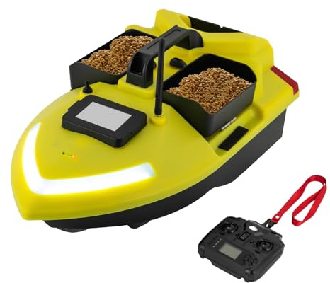 Charocean 500m Futterboot mit GPS, 12000mAh Nachtangeln Fischköder Köderboot mit LED,10km/h, Fernbedienung Futterboote Bait Boat Ferngesteuertes Köderboot, 2 KG Beladung