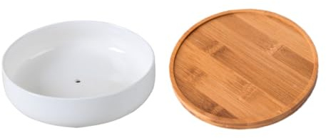 EPIGEIST Vaso in Ceramica Rotondo per Orchidee e Rose con Piattino Antigoccia Leggero ed Ecologico per Decorare Tavoli e Ambienti Interni