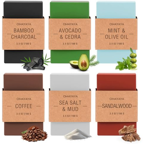 6Pcs Natural Soap Bars for Women & Men, Handmade Soap Set, Gentle Cleanse Moisturizing Nourishing Skin Bar Soaps for Body & Face, for All Skin Types, Gifts Idea, Gift for Her/Him/Self Care