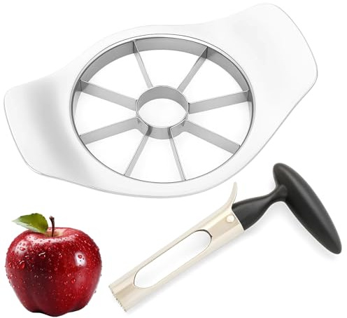 2 Stücke Apfelentkerner, Apfelausstecher Edelstahl, Apfelkernausstecher mit Ergonomischen Griffen, Rot und Schwarz, Ideal für Küche und Backen