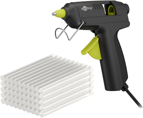 goobay Heißklebepistole 20W inkl. 50 Klebesticks - für 7mm Sticks, 1m Kabel, schnelle Aufheizzeit 3-4 min, Reparaturen oder DYI, vielseitig einsetzbar für Keramik, Holz, Metall, Leder - 77825