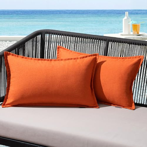 MIULEE 2er Set Kissenbezug 40×60cm Leinen-Optik Wasserdicht Orange