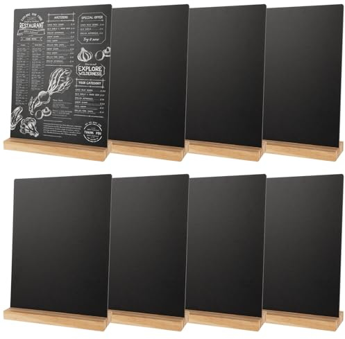 CYEER 8 Stück Doppelseitige Kreidetafel 15x20cm, Horizontal & Vertikal nutzbar Kreidetafel Aufsteller, Tafel zum Beschriften für Gastronomie, Hochzeit & Candy Bar