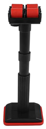 Asta di supporto telescopica regolabile da 19 a 46 cm per armadi, struttura in nylon, doppia testa a rullo per regolazione multidirezionale, base in PVC antiscivolo