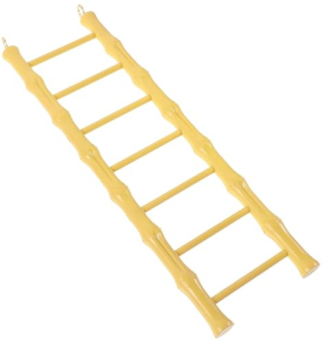 TOYANDONA Yellow Plastic Bird and Parakeet Ladder Toy with Wear Resistance for Cage Hanging, for Parrot Step Ladder and Hamster Climbing Activity