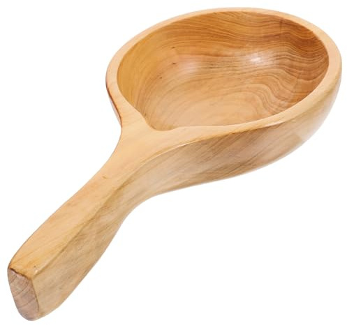 MAGICLULU Mestolo in Legno Massello Manico Lungo Cucchiaio D’Acqua Portatile per Sauna e Bagno Paletta per Acqua Grande Capacità Utensile per Cucina e Giardino Accessorio Multifunzione