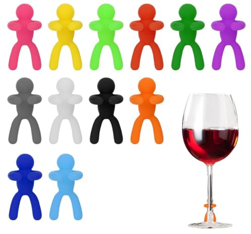 WUY Segnabicchieri,12 pennarelli colorati in silicone riutilizzabili per etichettare bicchieri e bottiglie di birra.