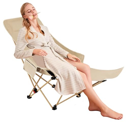 Outdoor Folding Chairs - Lightweight Camping Chair, Lounger Seat with Adjustable Height, Ergonomic Seat with Frame, Portable Chair, Outdoor Furniture for Beach Poolside Balcony Relaxation