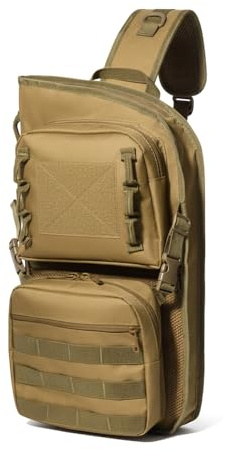DONGKER Köcher für Pfeile, Erweiterbarem Sling Rucksack für Recurvebogen | Erweiterbares Bodenfach, Molle-Befestigungspunkte, Verstellbarer Schultergurt, Robustes Oxford-Gewebe, Große Kapazität
