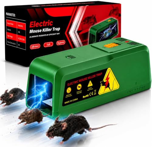Trampas Eléctricas para Ratones,VoltGuard Trampa Ratones 2800V Voltaje Potente,Mata Ratas Potente para Interior, Jardín y Cocina-Ficaz en Grande&Pequeño Ratón