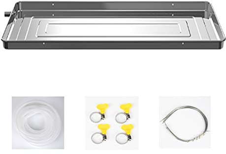 Kit vaschetta di Raccolta condensa per condizionatori, vaschetta di Scarico in Acciaio Inox con Tubi per condizionatori Split e Pompe di Calore.