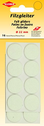 Kleiber Felt Gliders 22mm White, 18 x 8 x 1 cm