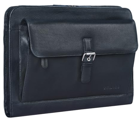 STILORD Emilius Aktenmappe Leder A4 Vintage Konferenzmappe mit Reißverschluss Schreibmappe für 13,3 Zoll Laptop MacBook Elegante Konferenzmappe Echtleder Farbe:schwarz