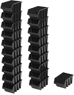 myBoxshop 20 Stück Stapelbox 1,5 Liter IN BOX Sichtlagerkästen Lagerkiste Regalbox 19,5 x 12 x 9 cm (Schwarz, ABS oder PP)