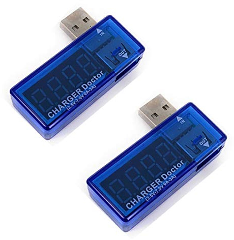 Hailege 2pcs USB Charging Current Voltage Tester Charge Doctor USB Voltmeter Ammeter Tester Meter Voltmeter Ammeter with LED Display