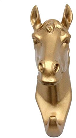 Tubayia Golden Tierkopf Wandhaken Kleiderhaken Huthaken Schlüsselhaken Wanddeko für Wohnzimmer, Schlafzimmer, Hotel (Pferdekopf)