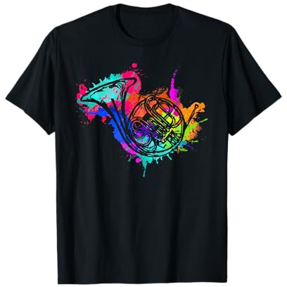 Buntes Waldhorn Musiker Horn Instrument T-Shirt
