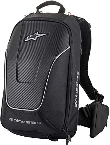 Alpinestars Charger Pro Backpack Motorradrucksäcke für Herren Motorradzubehör Reiserucksäcke Motorradhelm-Tasche Motorradfahrer Laptop-Fach Schwarz