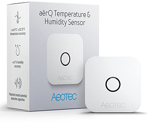 Aeotec aërQ Temperature, Humidity, Dew Point Sensor - Wireless, Battery Powered, Z-Wave Hub Required (White)