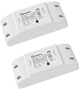 SONOFF RF Interruptor inteligente inalámbrico WiFi de 2 piezas con módulo receptor RF de 433 MHz, interruptor de control remoto Wi-Fi y RF con temporizador para hogar inteligente