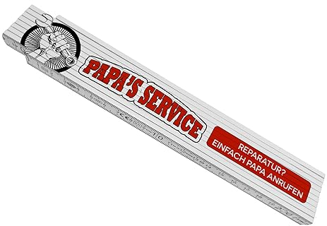 Papa's Service Meterstab aus Holz mit Werkstattmotiv als cooler Zollstock zum Vatertag um die Werkstatt im Vintage-Look zu dekorieren und zu zeigen zu was dein Dad fähig ist