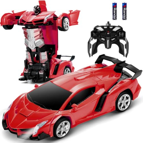 Dolanus Voiture télécommandée - Transform Robot RC Cars, déformation à un bouton, dérive rotative 360°, cadeau Noël anniv. garçon/fille